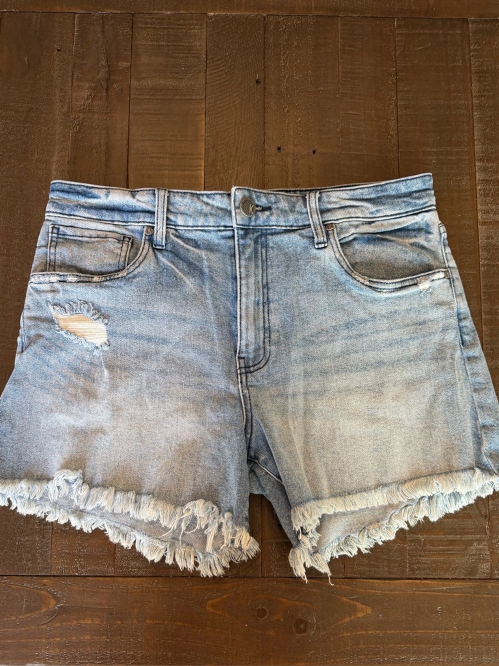 Kut from the Kloth Women’s Light Blue Frayed Hem Denim Shorts Size 10
